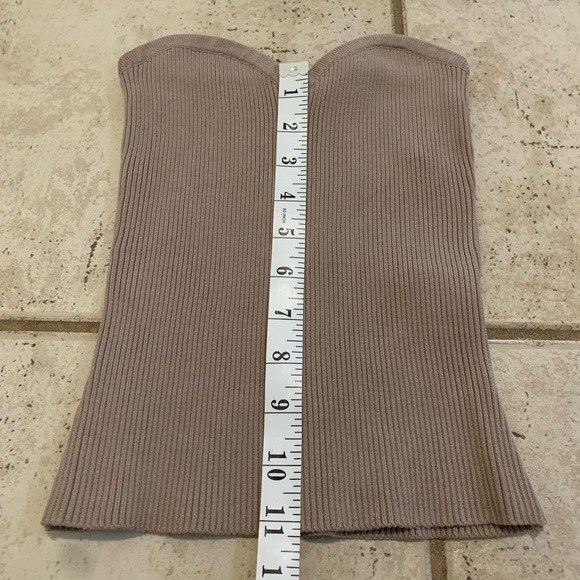 💛 Revamped Sweater Knits Tan Ribbed Strapless Top, Size S/P - Picture 5 of 5